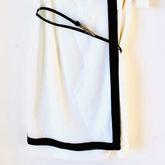 White and Black Calvin Klein Midi Dress Sleeveless Crew Neck - Picture 2 of 2